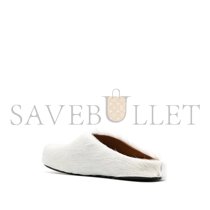 MARNI FUSSBET SABOT CALF-HAIR SLIPPERS 